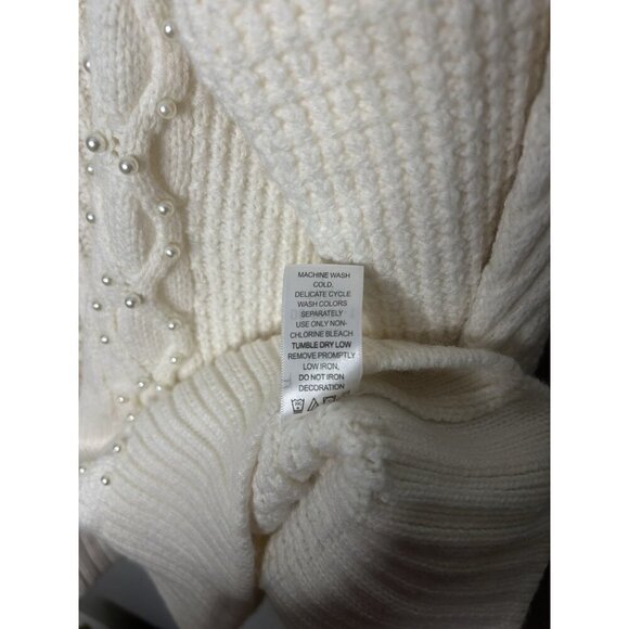 Roamans Womens Chunky Knit Tunic Sweater Crew Neck Swing 18/20 1X Ivory Pearls - Picture 7 of 9